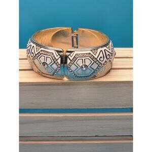 Banana Republic White Enamel & Rhinestone Hinged Bangle Bracelet – Art Deco...